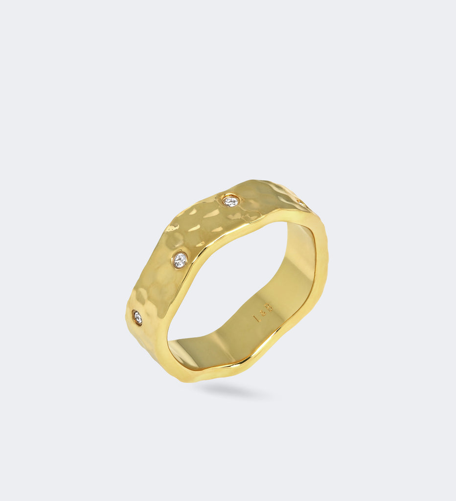 Palm Formed Diamond Ring- 18k Gold Vermeil