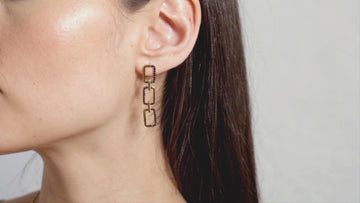 Horizon Link Black Earrings- 18k Gold Vermeil